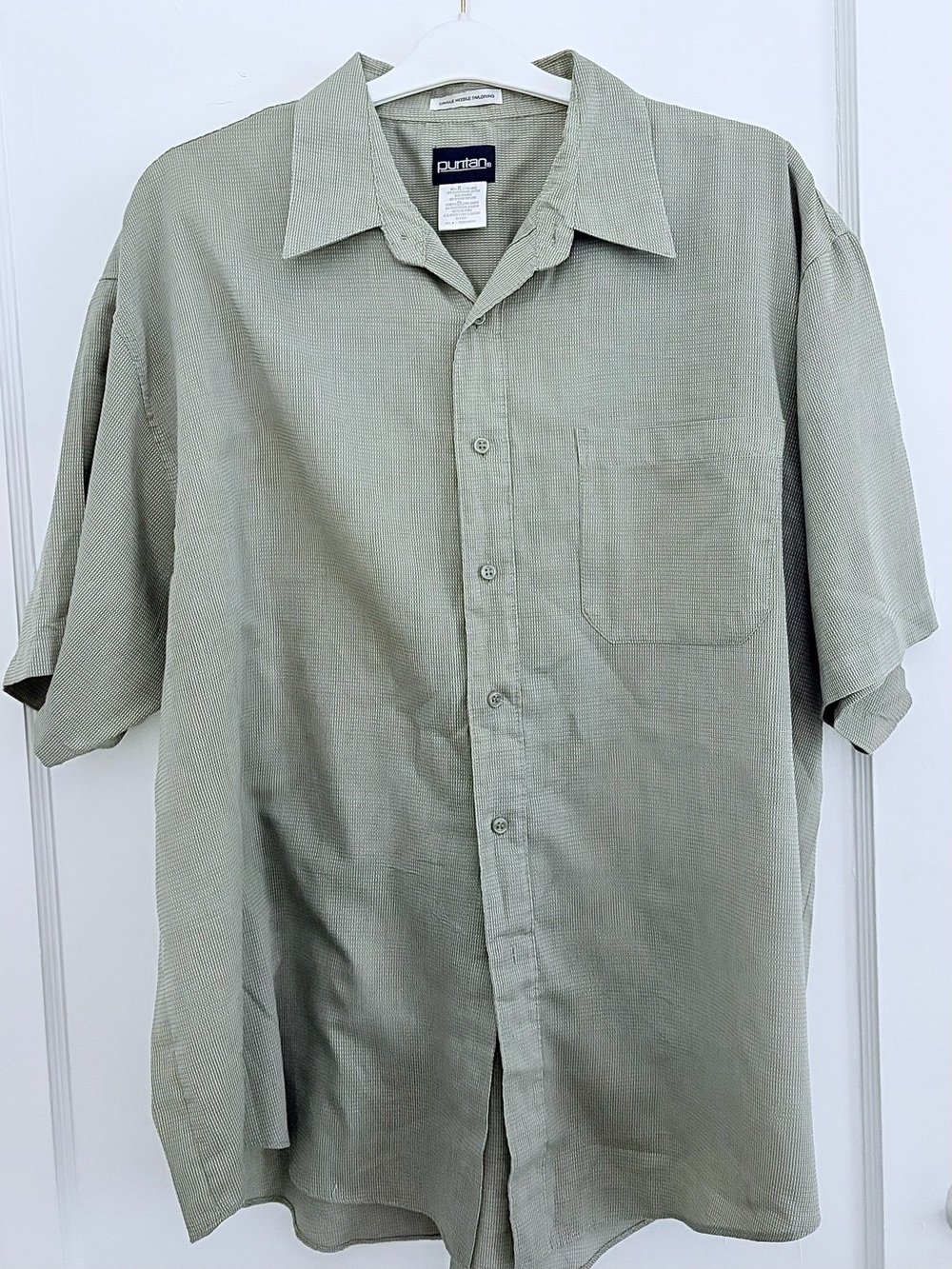 Puritan Men's Sage Short Sleeve Button-Up Shirt